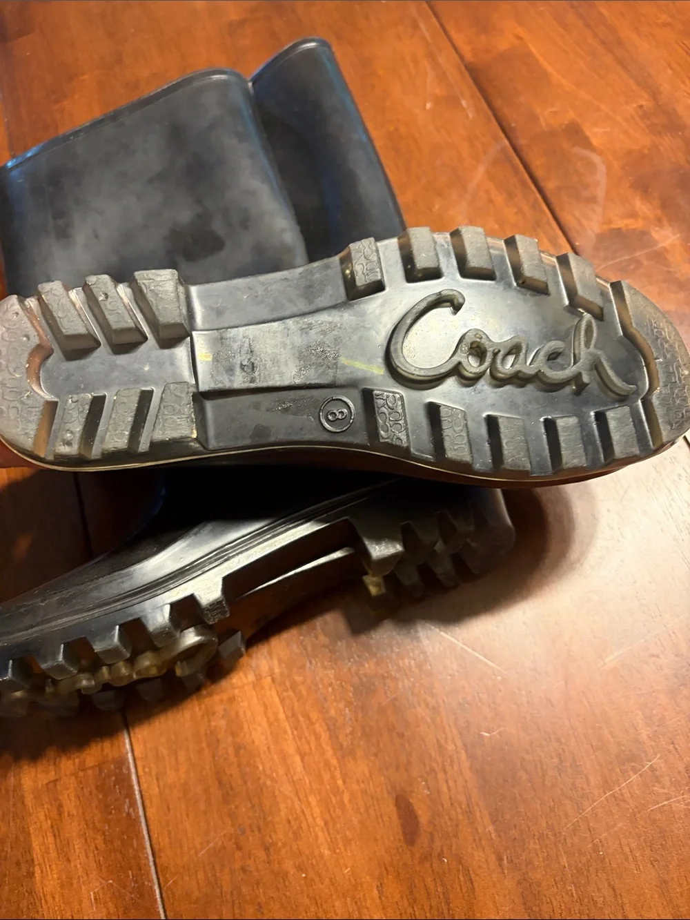 Coach Men's Black Rain & Snow Boots with Lug Soles